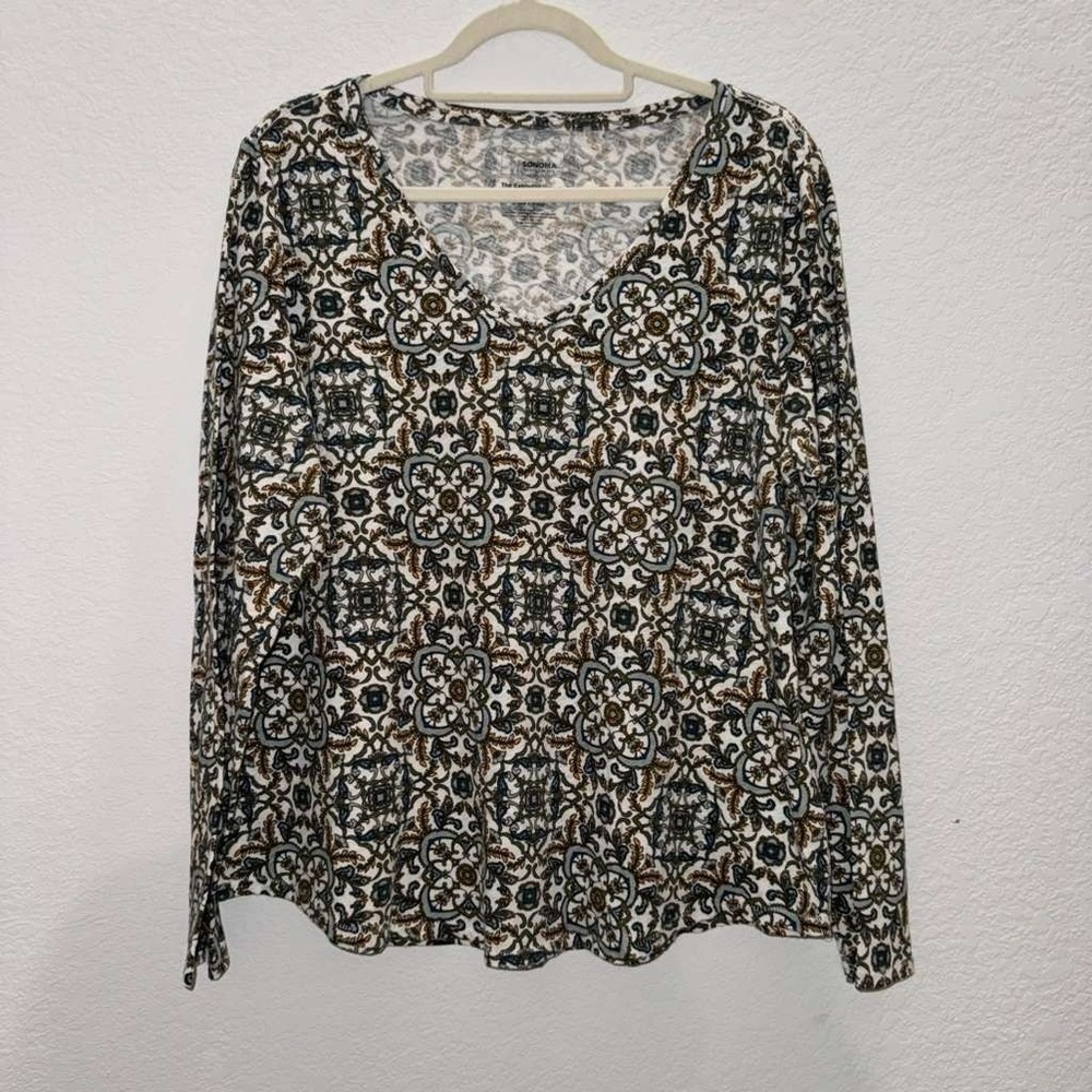 Sonoma Women's Size‎ XL Everyday Tee Shirt Floral Long Sleeves Soft Casual Work